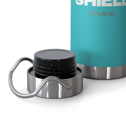 "The Lord Is My Strength and My Shield Psalm 28:7"  Unisex Inspirational Copper Vacuum Insulated Bottle - 22oz - The Shield of Light