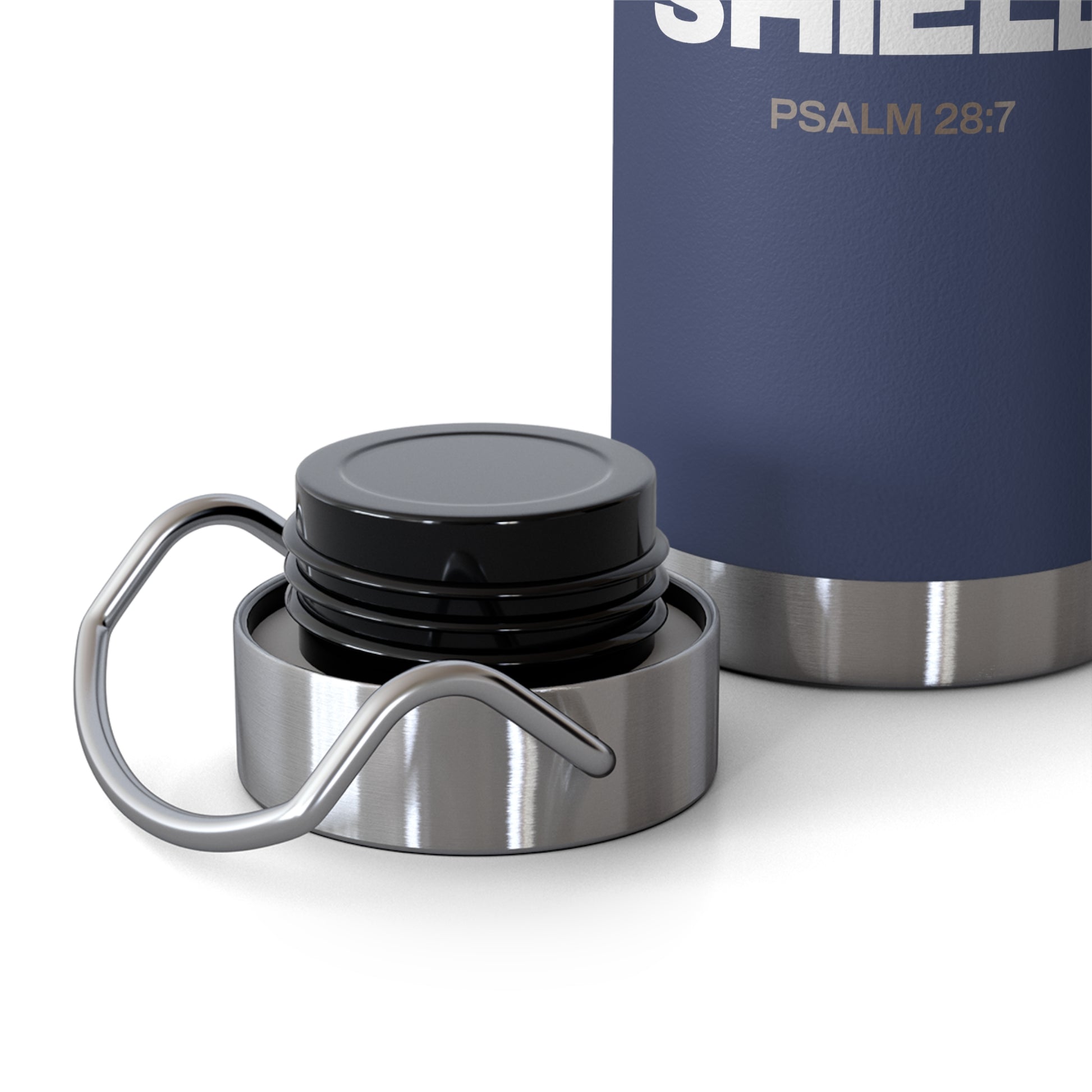 "The Lord Is My Strength and My Shield Psalm 28:7"  Unisex Inspirational Copper Vacuum Insulated Bottle - 22oz - The Shield of Light
