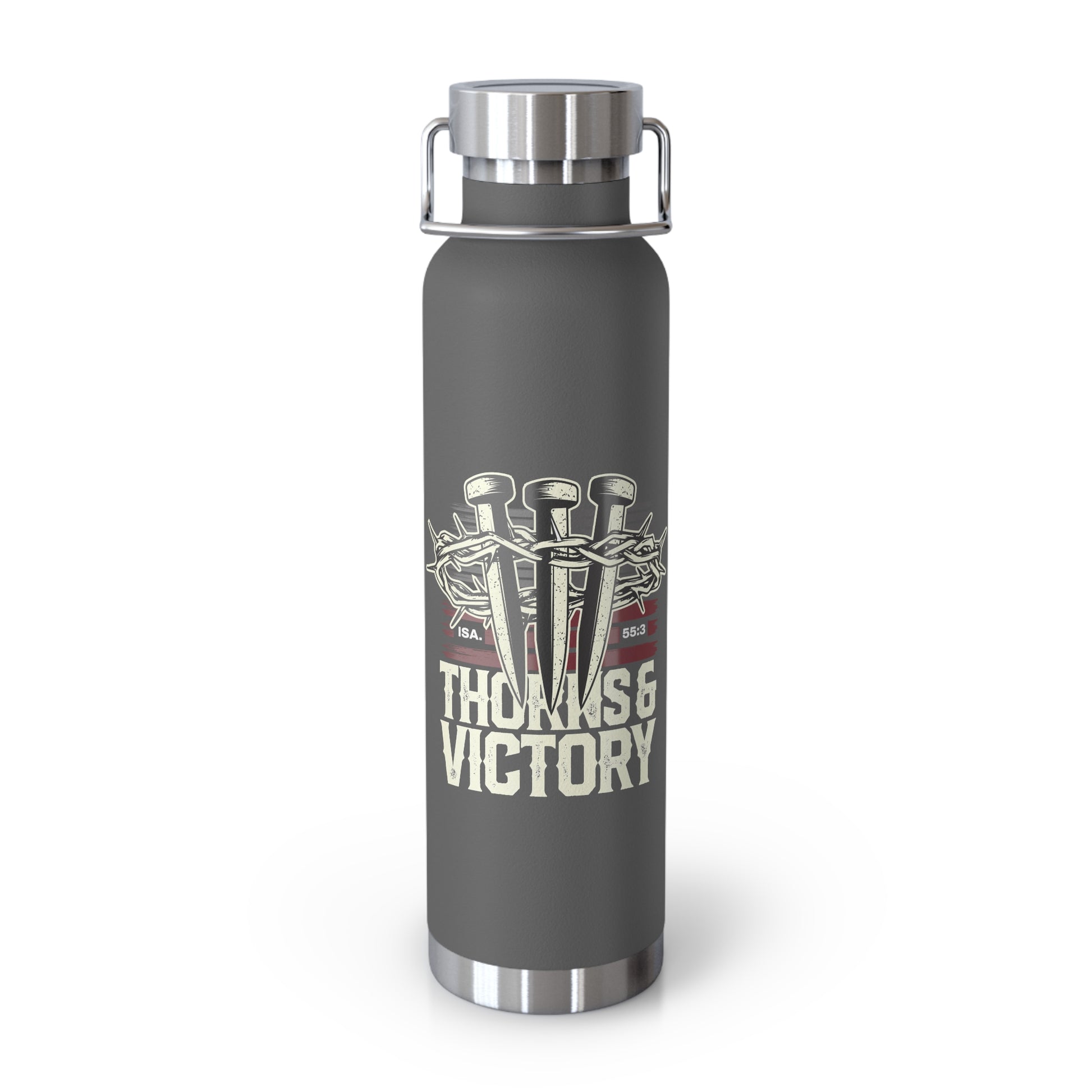 "Thorns & Victory" Unisex Inspirational Copper Vacuum Insulated Bottle - 22oz - The Shield of Light