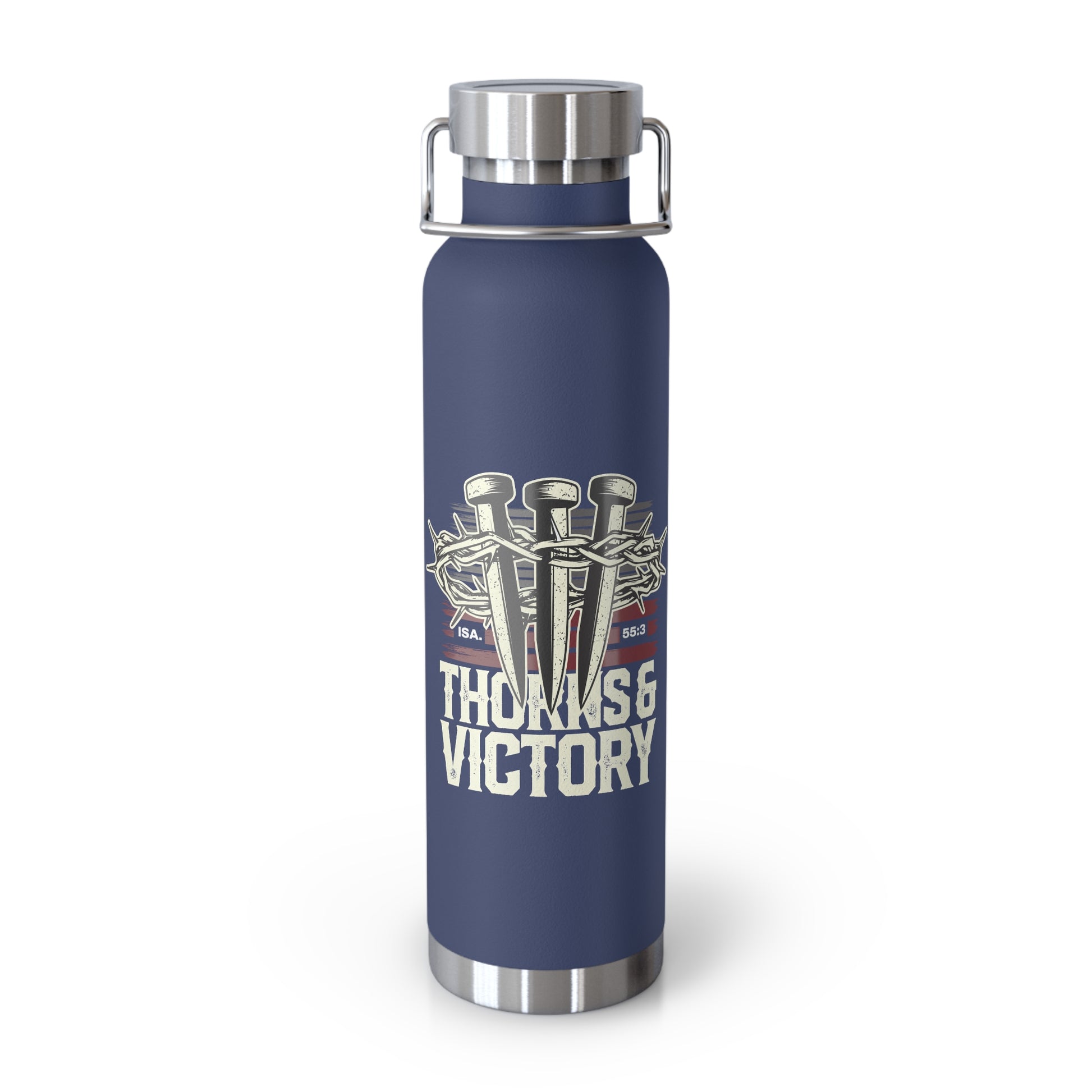 "Thorns & Victory" Unisex Inspirational Copper Vacuum Insulated Bottle - 22oz - The Shield of Light
