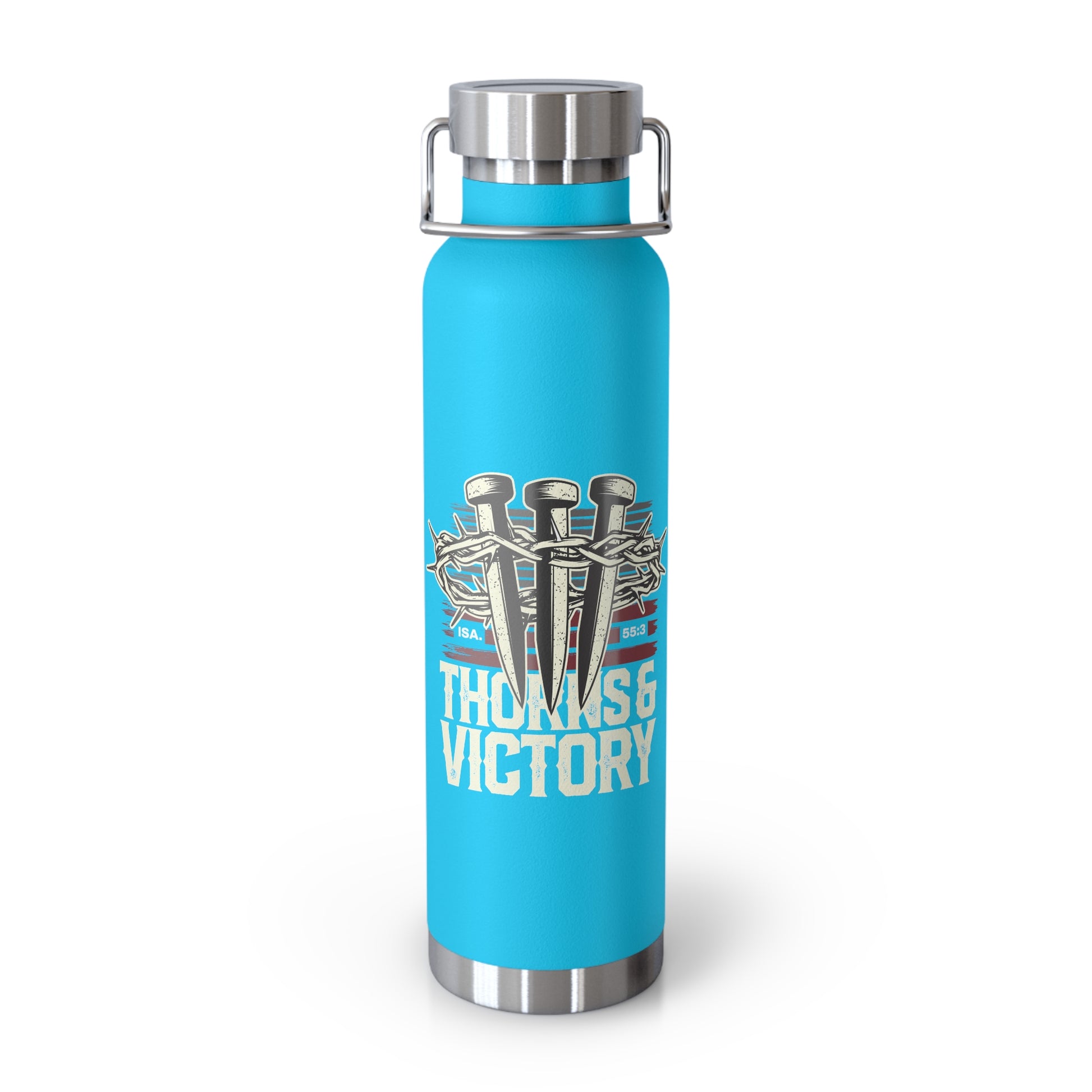 "Thorns & Victory" Unisex Inspirational Copper Vacuum Insulated Bottle - 22oz - The Shield of Light