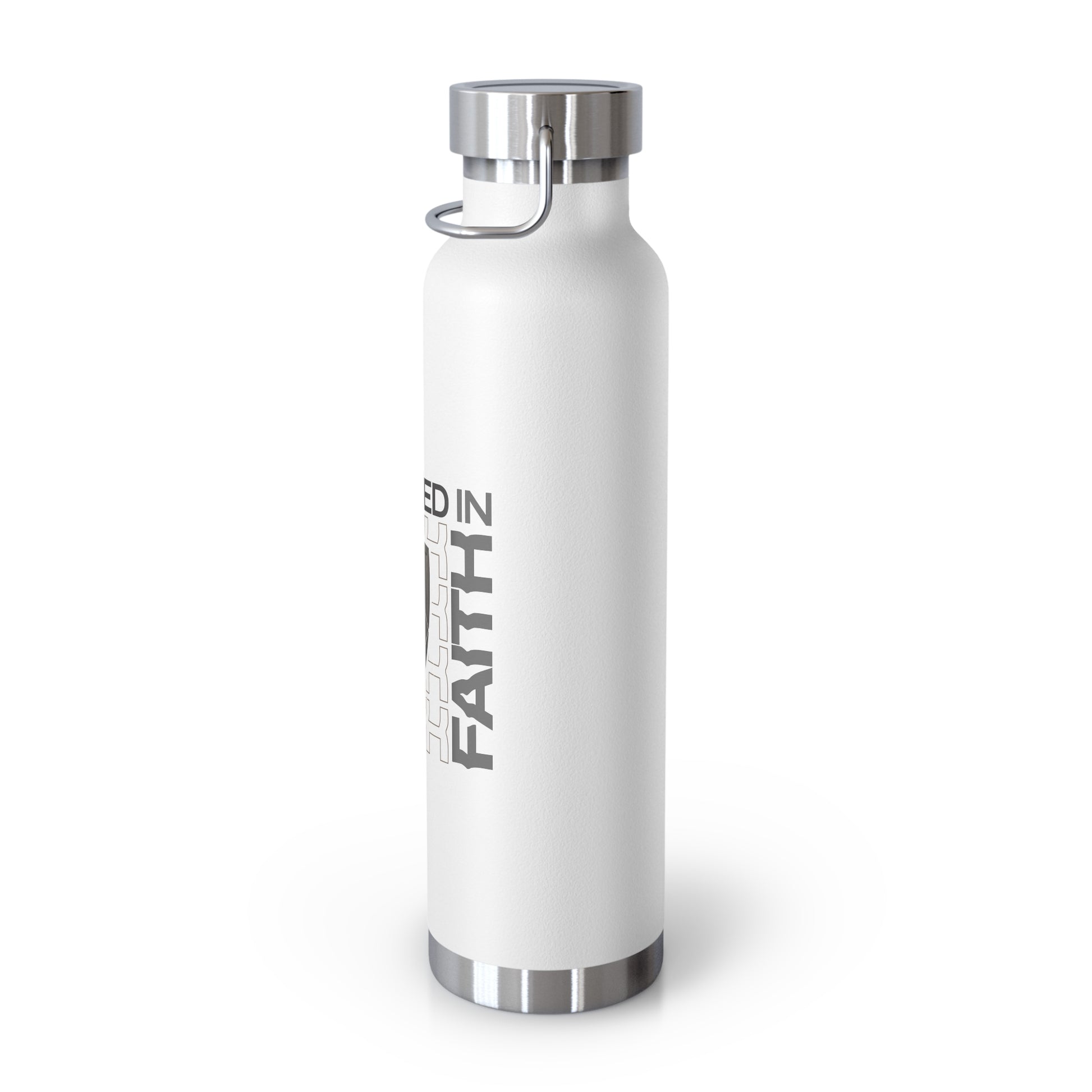 "Fortified In Faith " Unisex Inspirational Copper Vacuum Insulated Bottle - 22oz - The Shield of Light