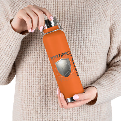 "Fortified In Faith " Unisex Inspirational Copper Vacuum Insulated Bottle - 22oz - The Shield of Light