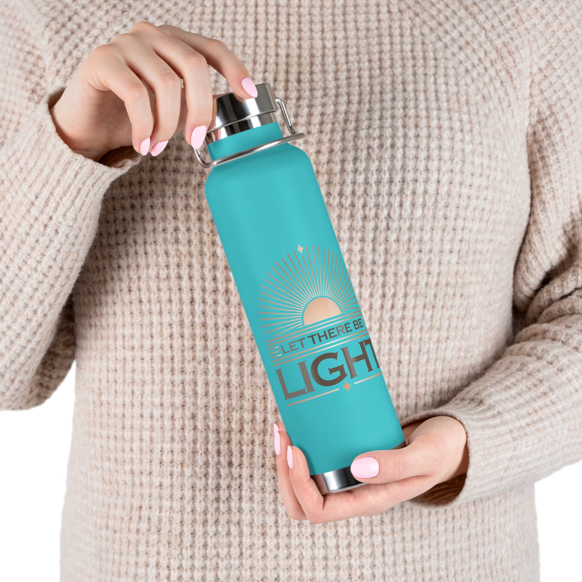 "Let There Be Light" Unisex Inspirational Copper Vacuum Insulated Bottle - 22oz - The Shield of Light