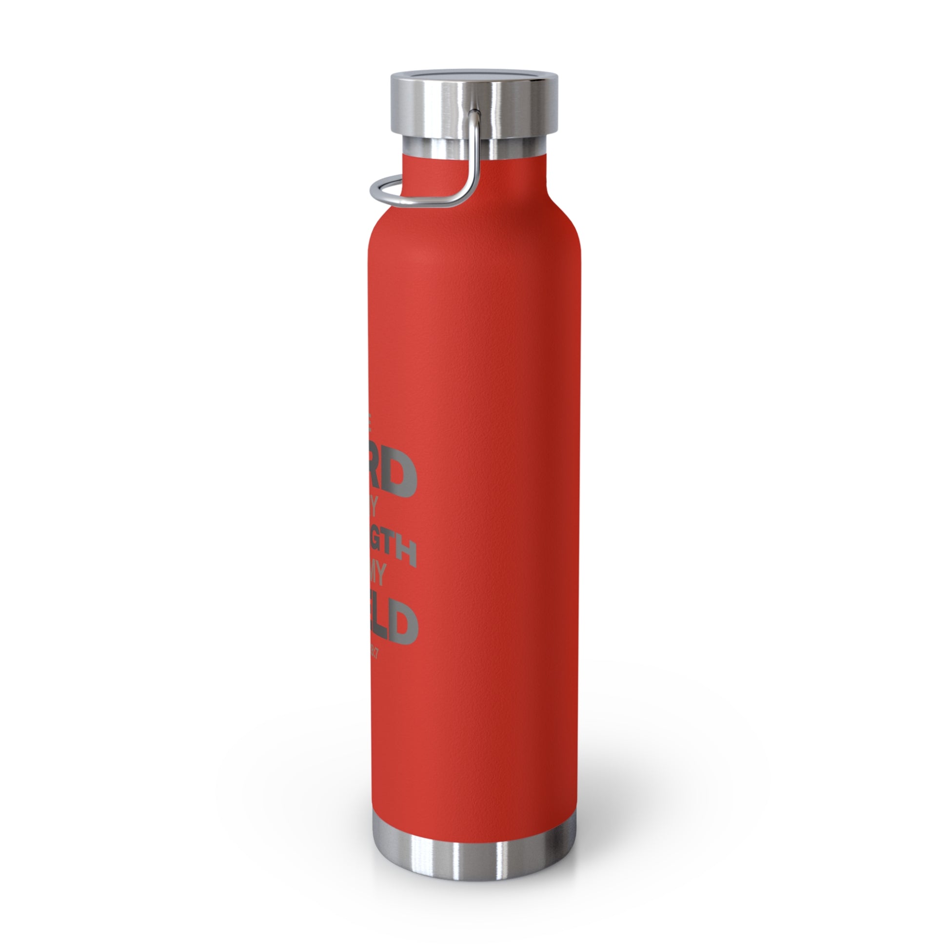 "The Lord Is My Strength and My Shield Psalm 28:7" Unisex Inspirational Copper Vacuum Insulated Bottle - 22oz - The Shield of Light