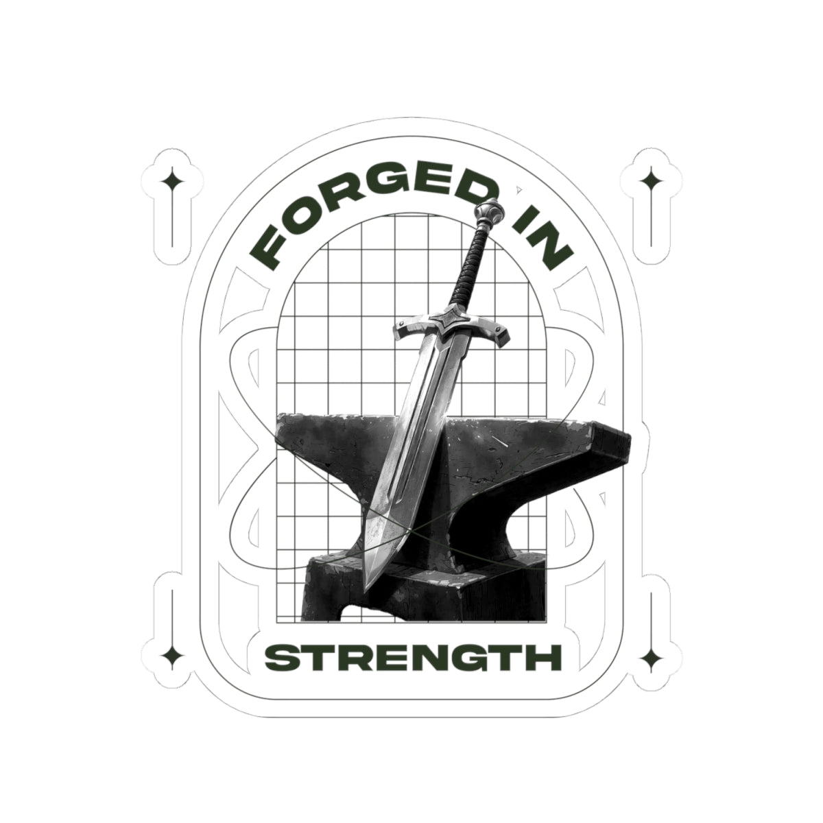 "Forged In Strength" Unisex Inspirational Kiss-Cut Stickers - The Shield of Light