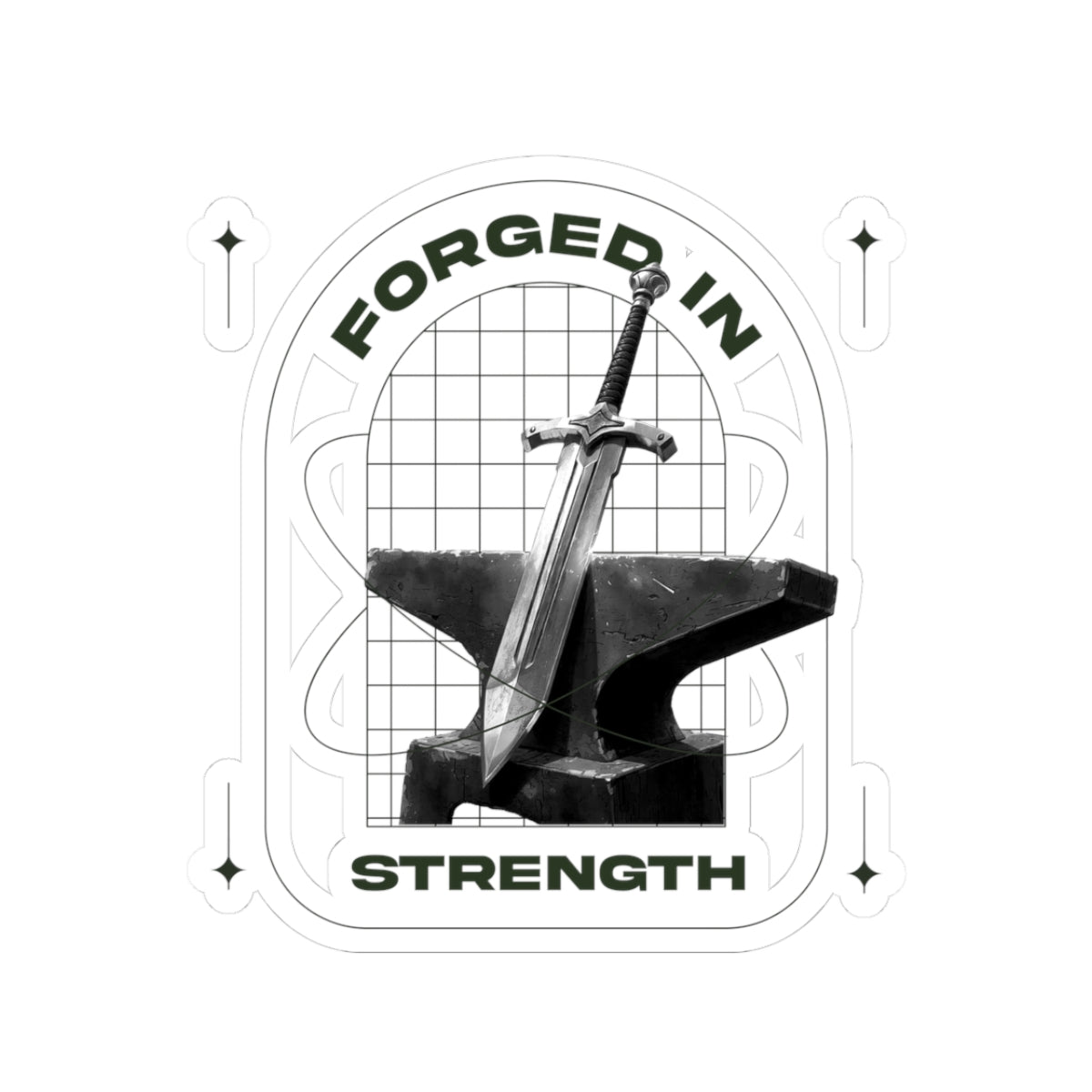 "Forged In Strength" Unisex Inspirational Kiss-Cut Stickers - The Shield of Light