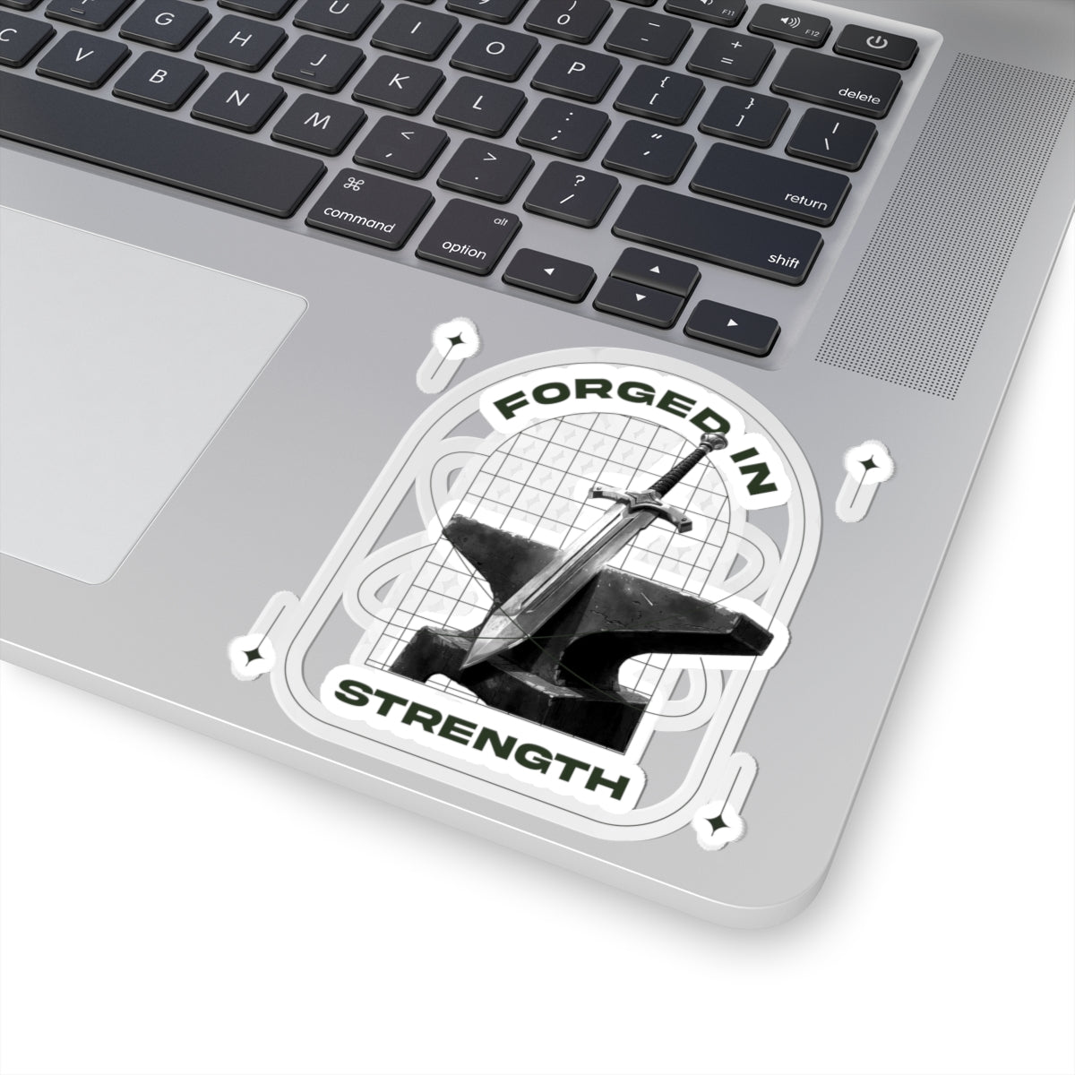 "Forged In Strength" Unisex Inspirational Kiss-Cut Stickers - The Shield of Light