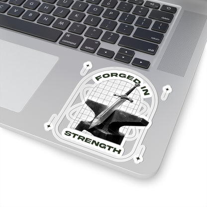 "Forged In Strength" Unisex Inspirational Kiss-Cut Stickers - The Shield of Light