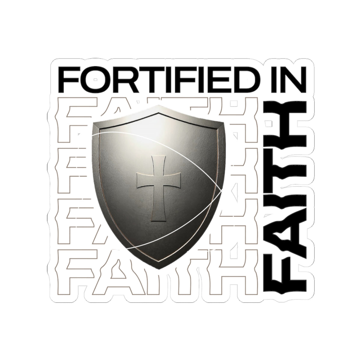 "Fortified In Faith "  Unisex Inspirational Kiss-Cut Stickers - The Shield of Light