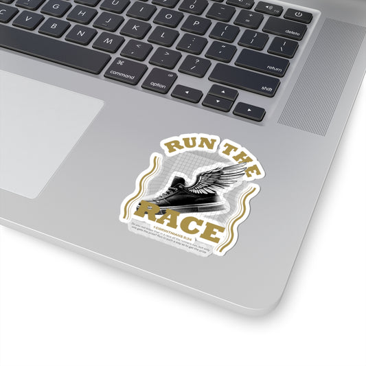 "Run The Race" Unisex Inspirational Kiss-Cut Stickers - The Shield of Light