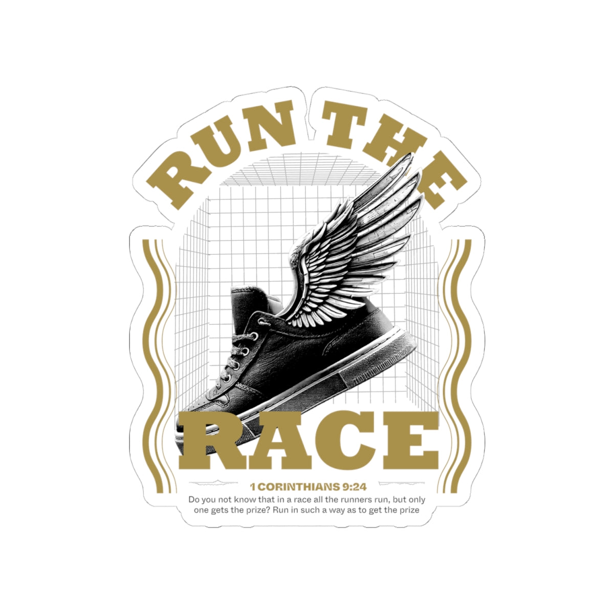 "Run The Race" Unisex Inspirational Kiss-Cut Stickers - The Shield of Light
