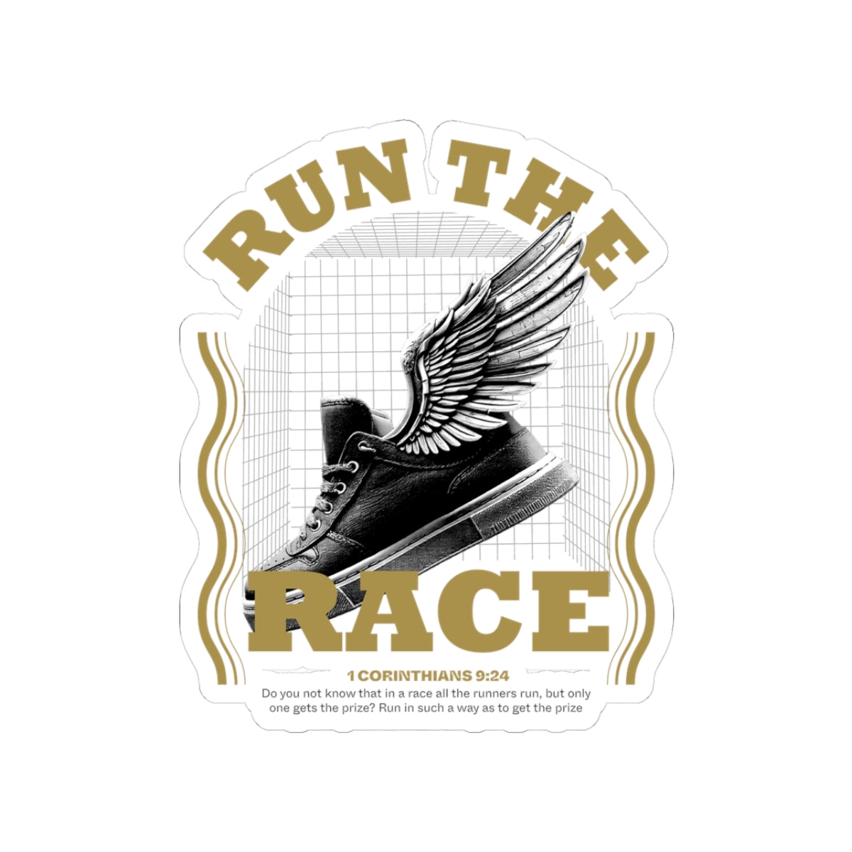 "Run The Race" Unisex Inspirational Kiss-Cut Stickers - The Shield of Light