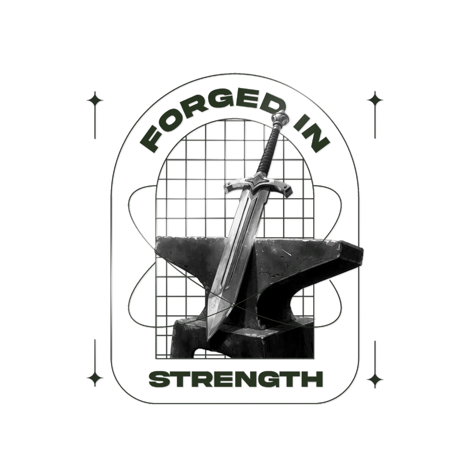 "Forged In Strength" Unisex Inspirational Die-Cut Stickers - The Shield of Light