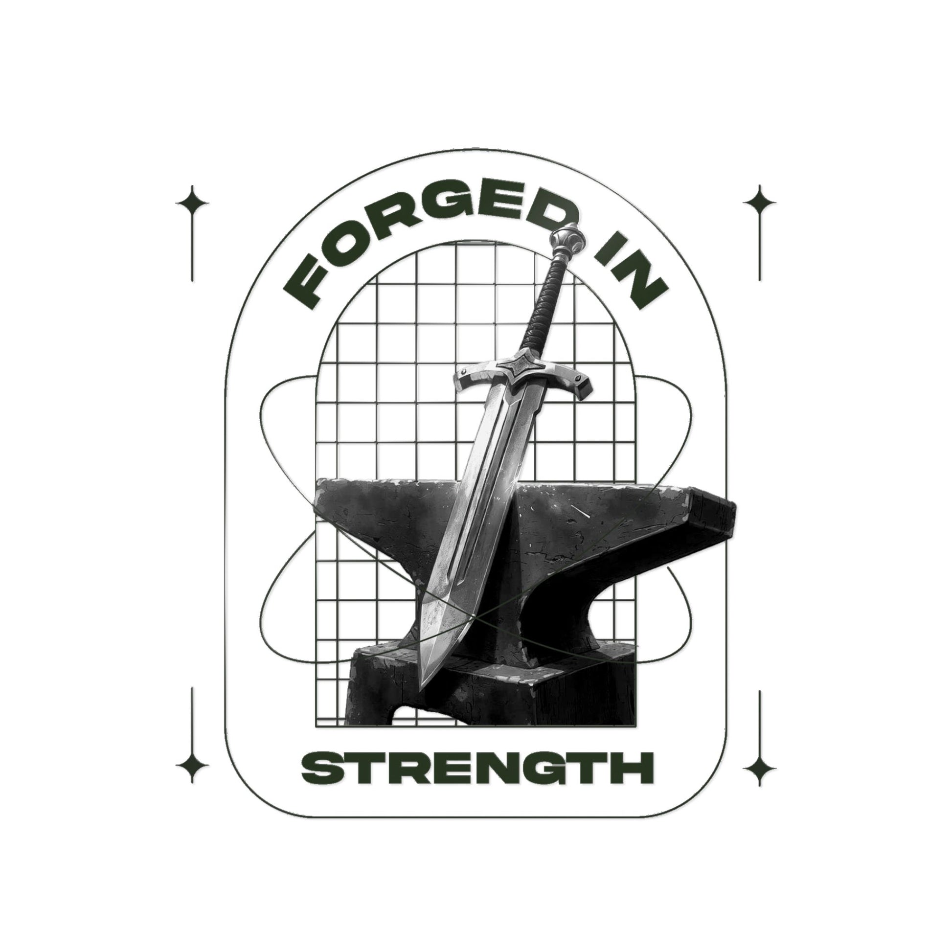 "Forged In Strength" Unisex Inspirational Die-Cut Stickers - The Shield of Light