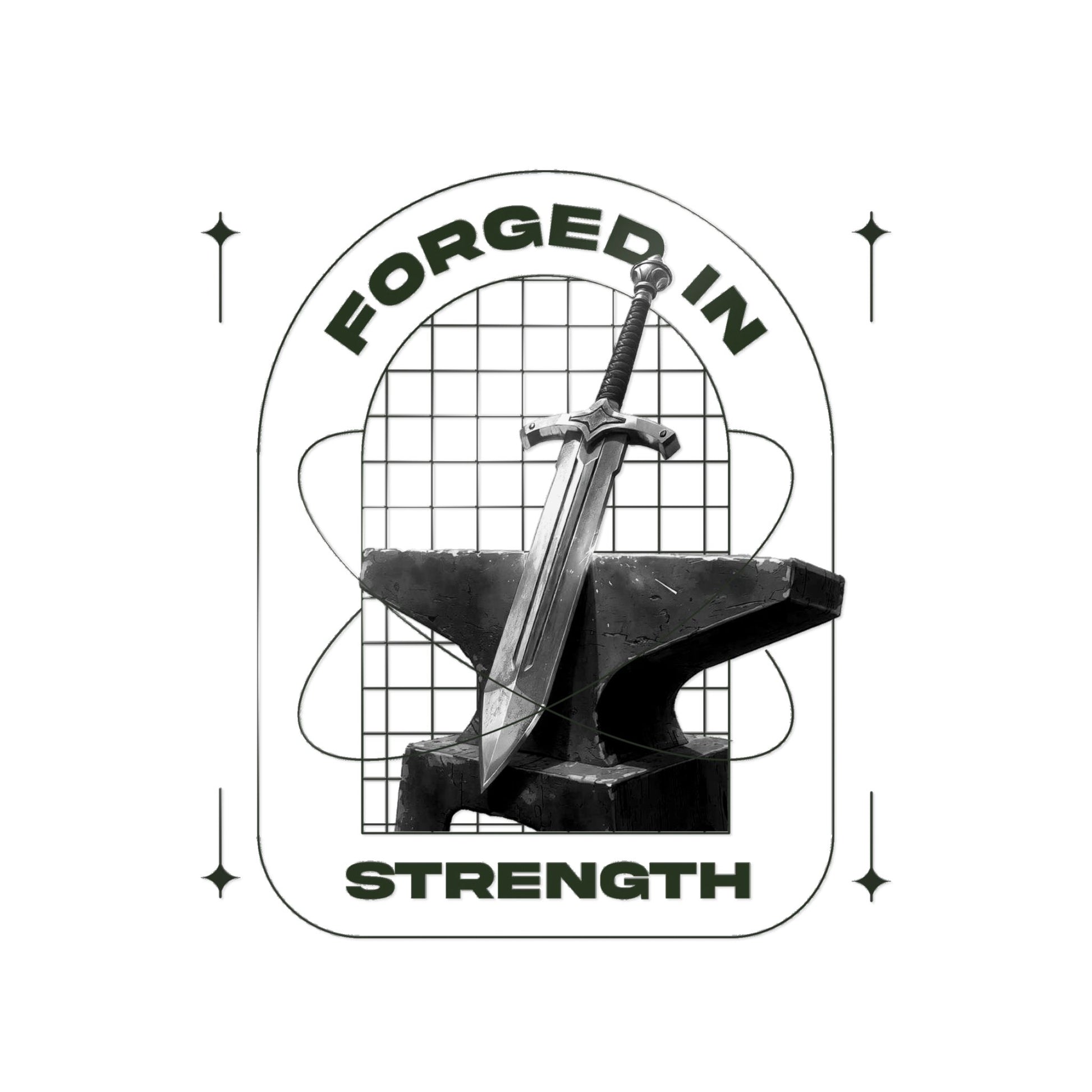 "Forged In Strength" Unisex Inspirational Die-Cut Stickers - The Shield of Light