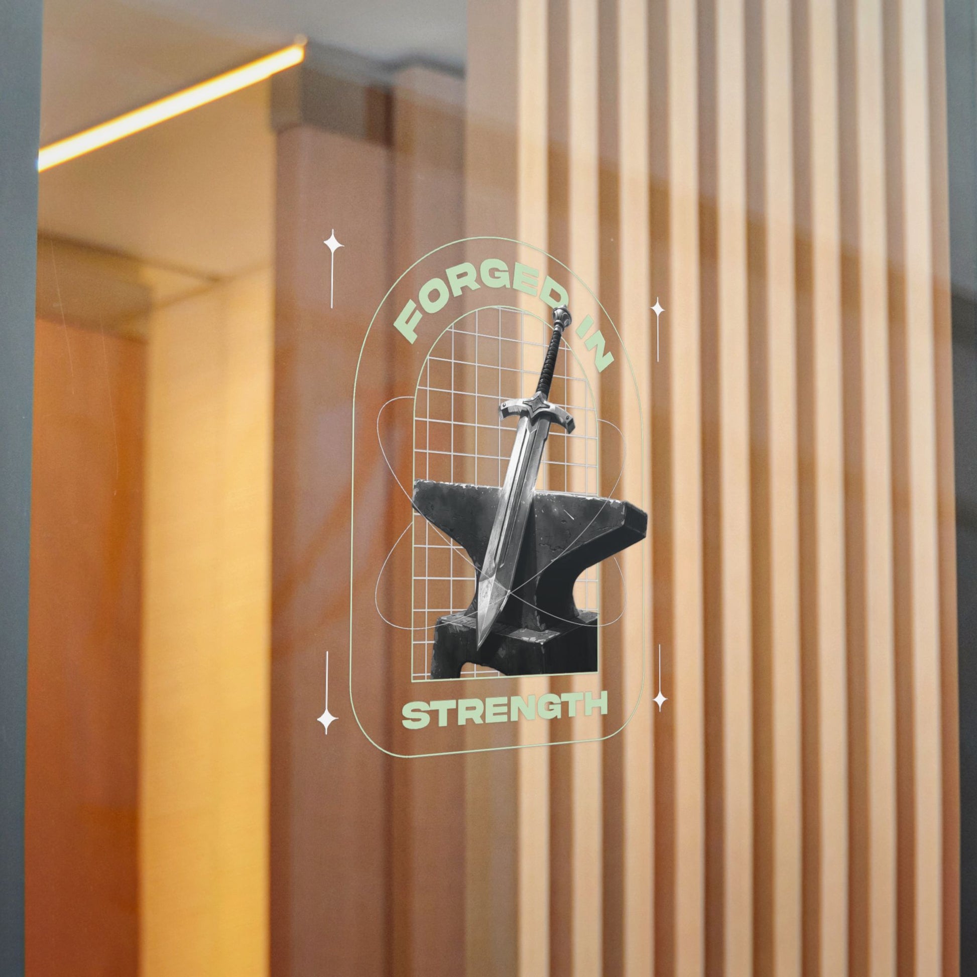 "Forged In Strength" Unisex Inspirational Die-Cut Stickers - The Shield of Light