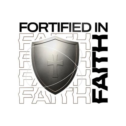 "Fortified In Faith "  Unisex Inspirational Die-Cut Stickers - The Shield of Light