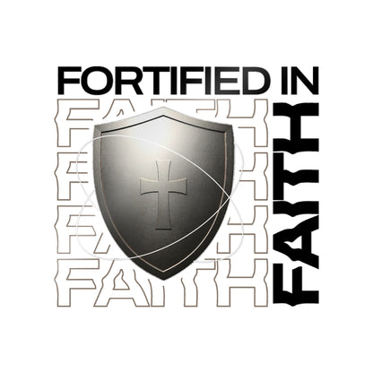 "Fortified In Faith "  Unisex Inspirational Die-Cut Stickers - The Shield of Light