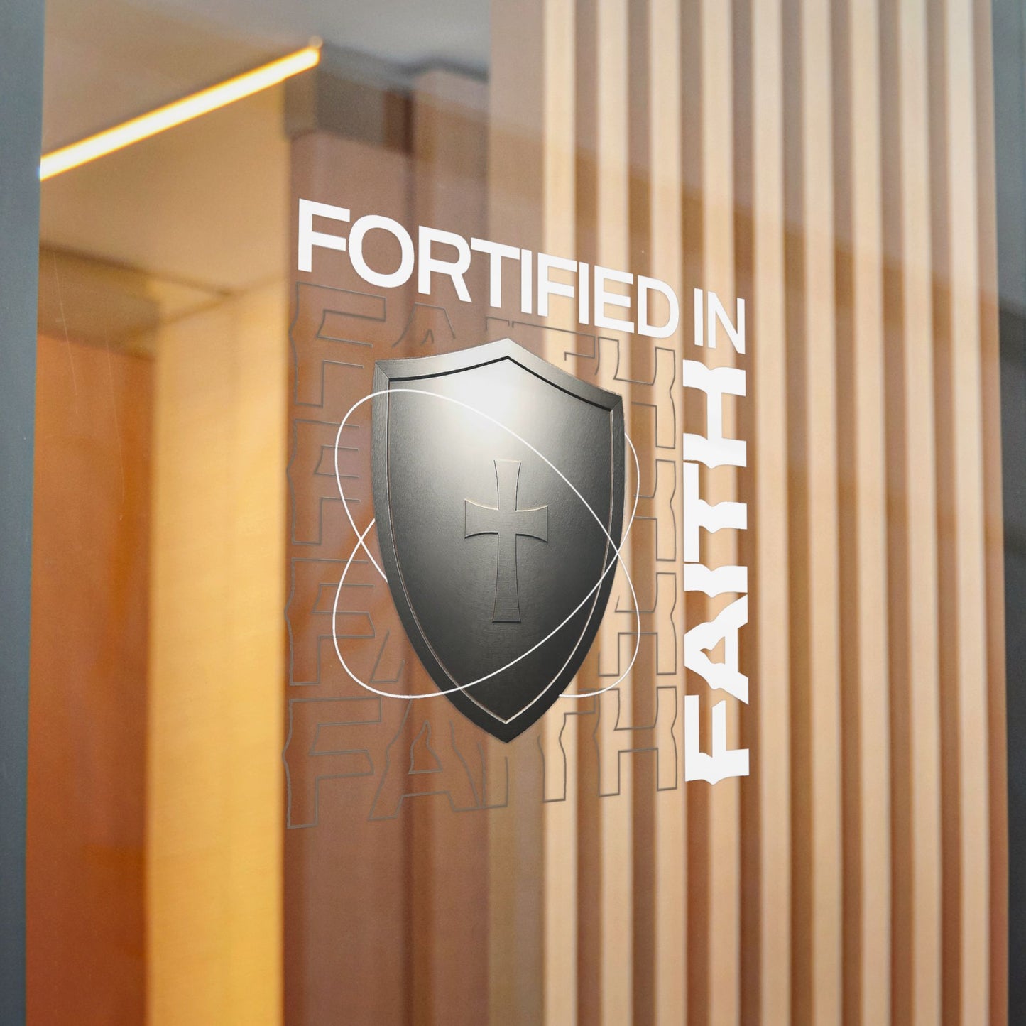 "Fortified In Faith "  Unisex Inspirational Die-Cut Stickers - The Shield of Light