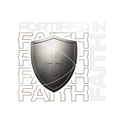 "Fortified In Faith "  Unisex Inspirational Die-Cut Stickers - The Shield of Light