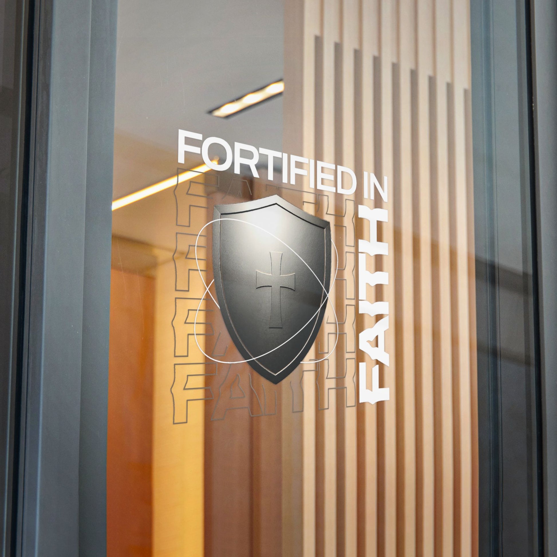 "Fortified In Faith "  Unisex Inspirational Die-Cut Stickers - The Shield of Light
