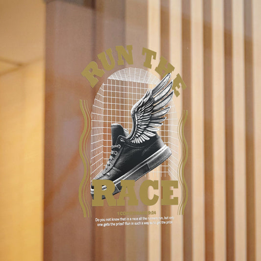 "Run The Race" Unisex Inspirational Die-Cut Stickers - The Shield of Light
