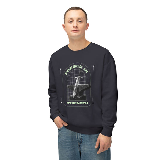 "Forged In Strength" Unisex Lightweight Crewneck Sweatshirt - The Shield of Light