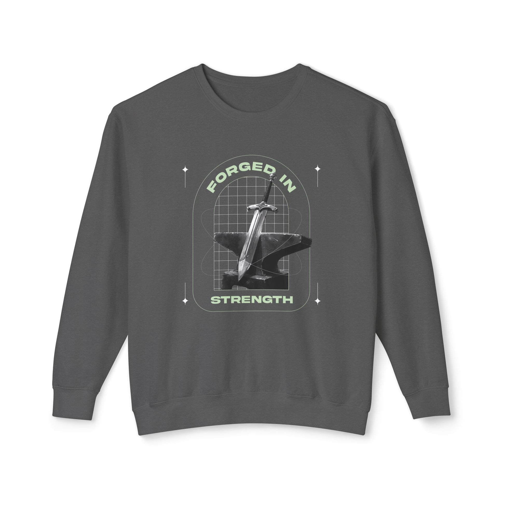 "Forged In Strength" Unisex Lightweight Crewneck Sweatshirt - The Shield of Light