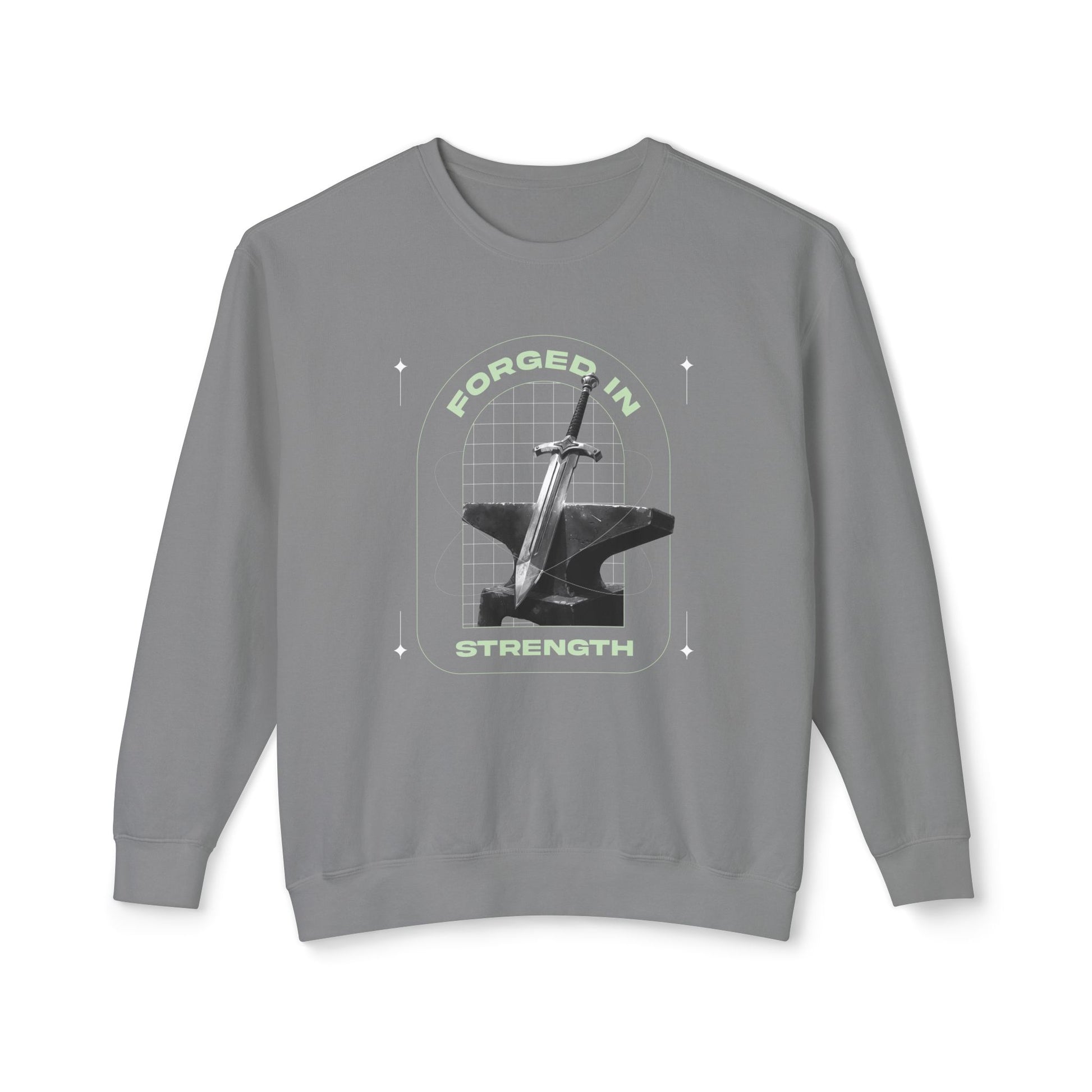 "Forged In Strength" Unisex Lightweight Crewneck Sweatshirt - The Shield of Light