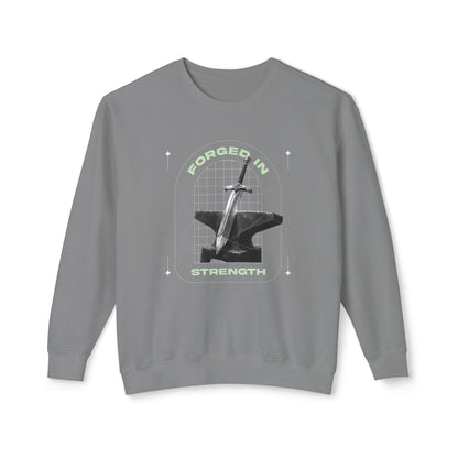 "Forged In Strength" Unisex Lightweight Crewneck Sweatshirt - The Shield of Light