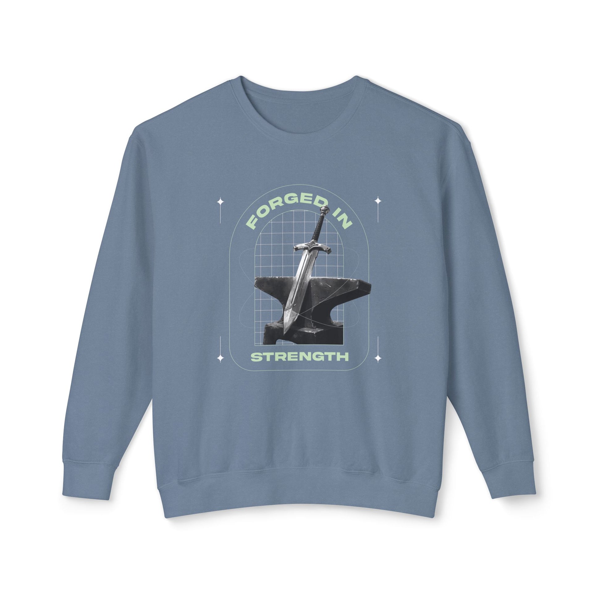 "Forged In Strength" Unisex Lightweight Crewneck Sweatshirt - The Shield of Light