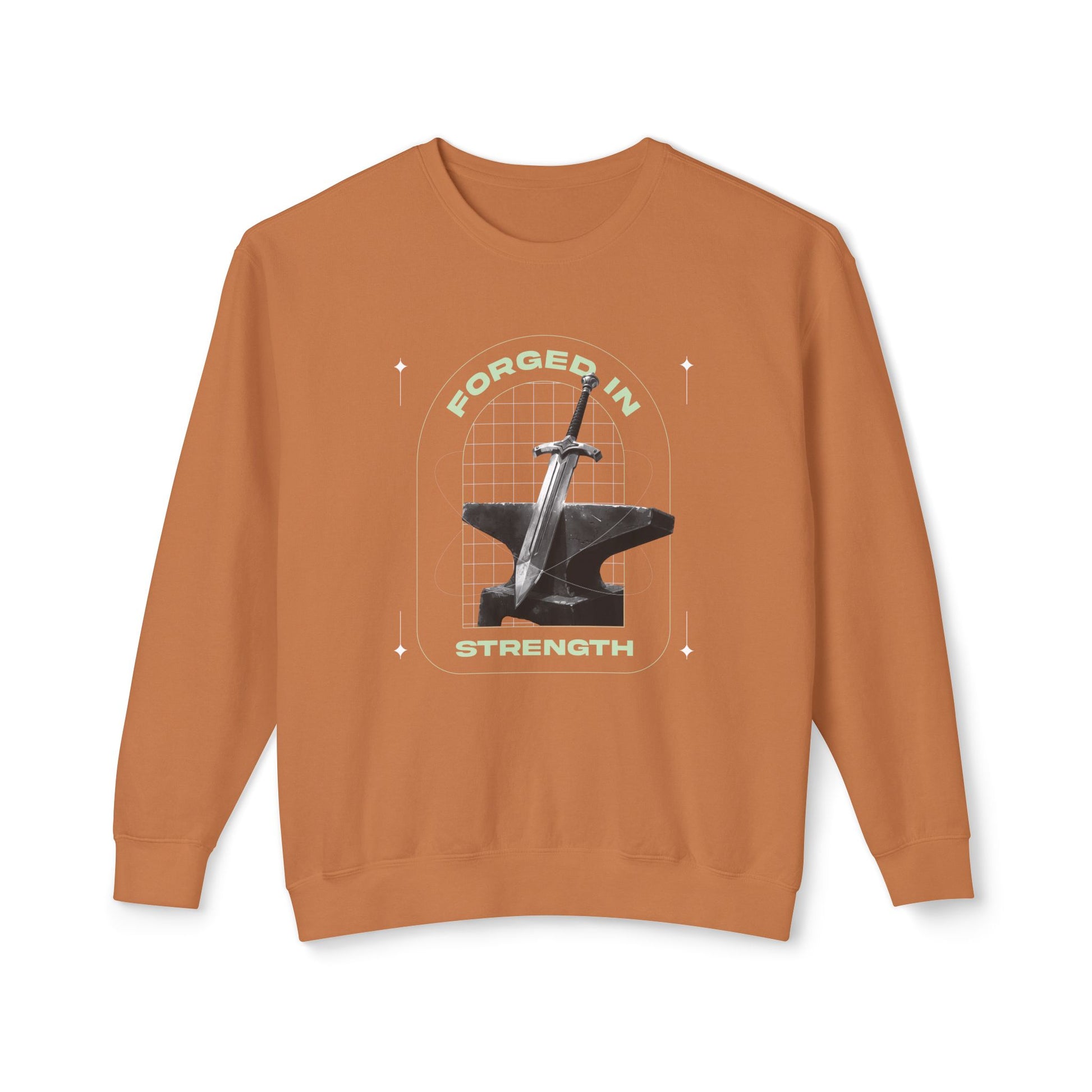"Forged In Strength" Unisex Lightweight Crewneck Sweatshirt - The Shield of Light
