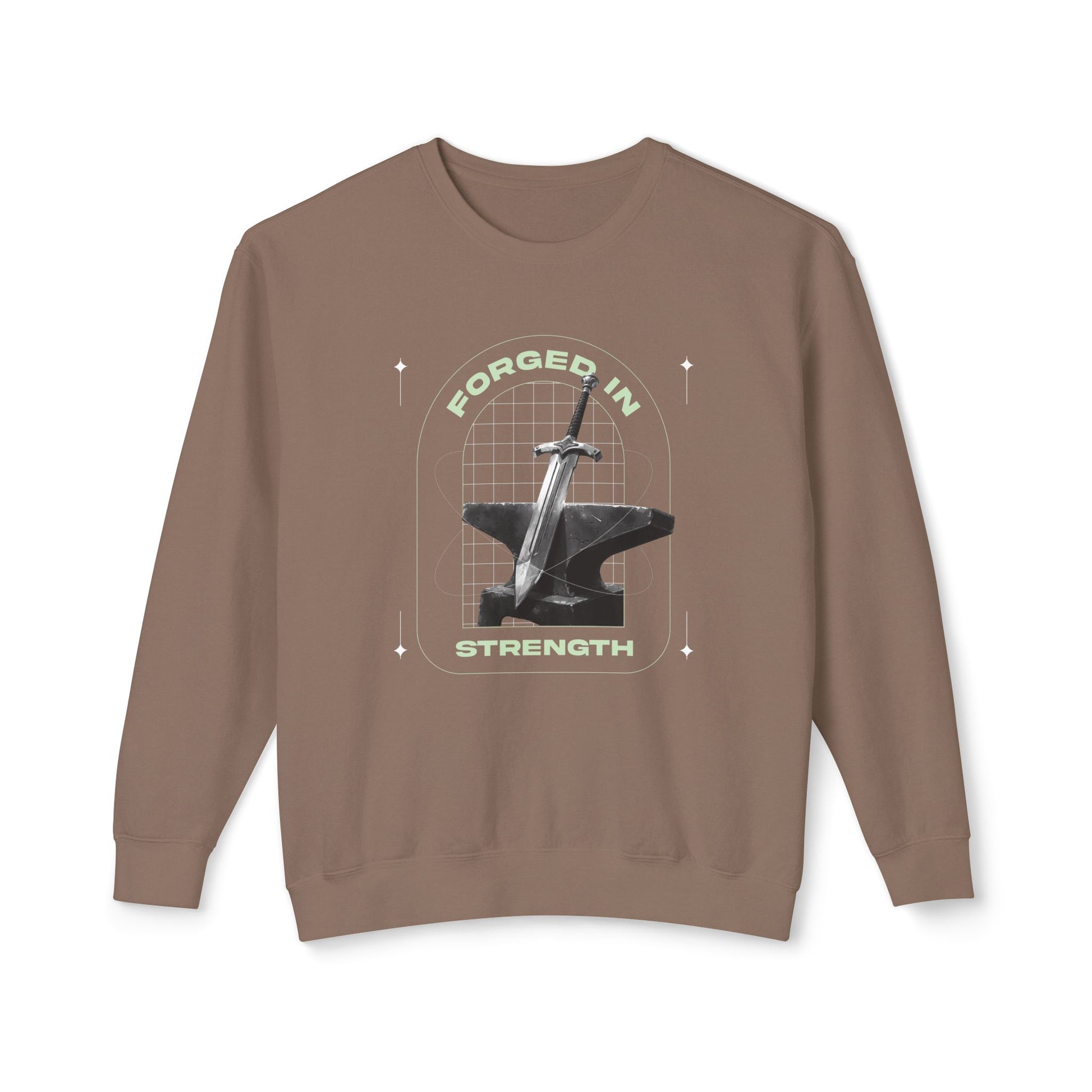 "Forged In Strength" Unisex Lightweight Crewneck Sweatshirt - The Shield of Light