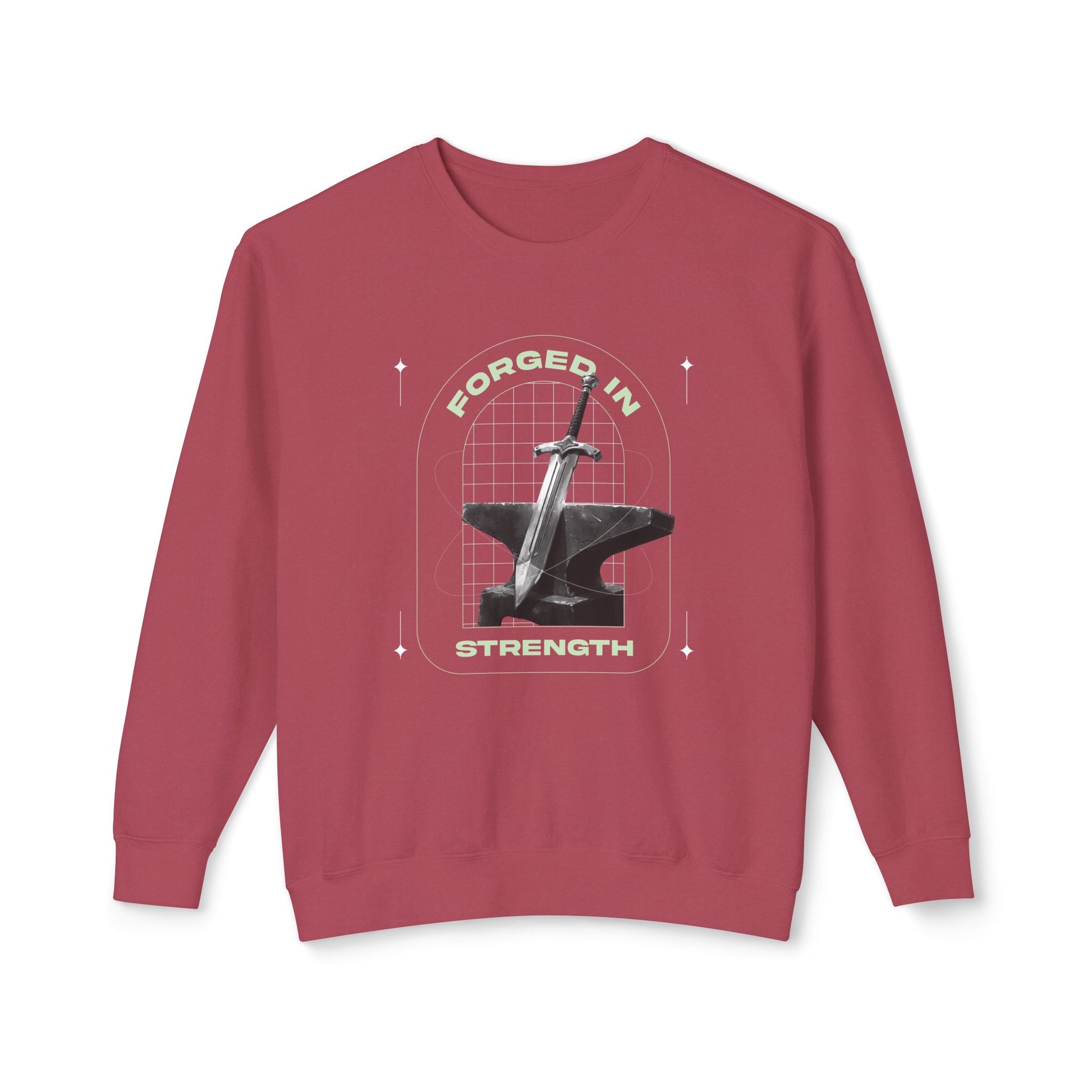 "Forged In Strength" Unisex Lightweight Crewneck Sweatshirt - The Shield of Light