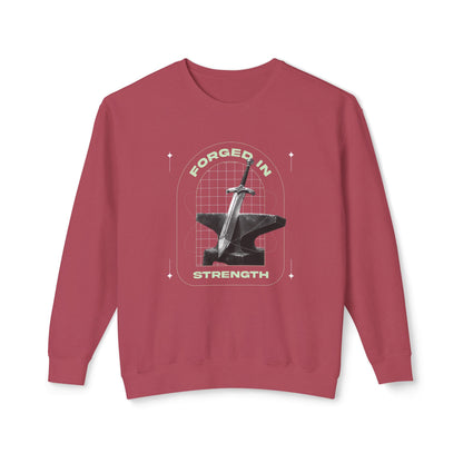 "Forged In Strength" Unisex Lightweight Crewneck Sweatshirt - The Shield of Light
