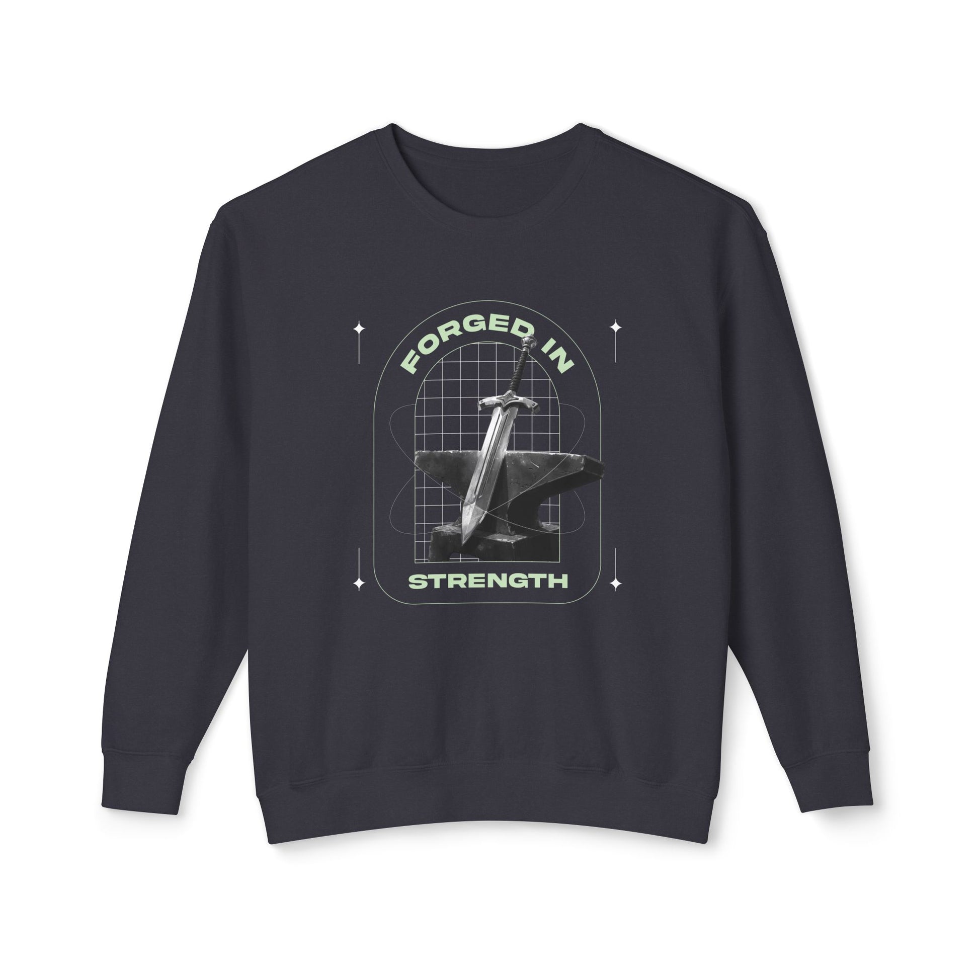 "Forged In Strength" Unisex Lightweight Crewneck Sweatshirt - The Shield of Light