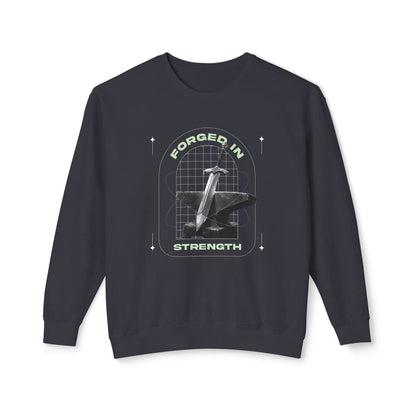 "Forged In Strength" Unisex Lightweight Crewneck Sweatshirt - The Shield of Light