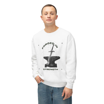 "Forged In Strength" Unisex Lightweight Crewneck Sweatshirt - The Shield of Light