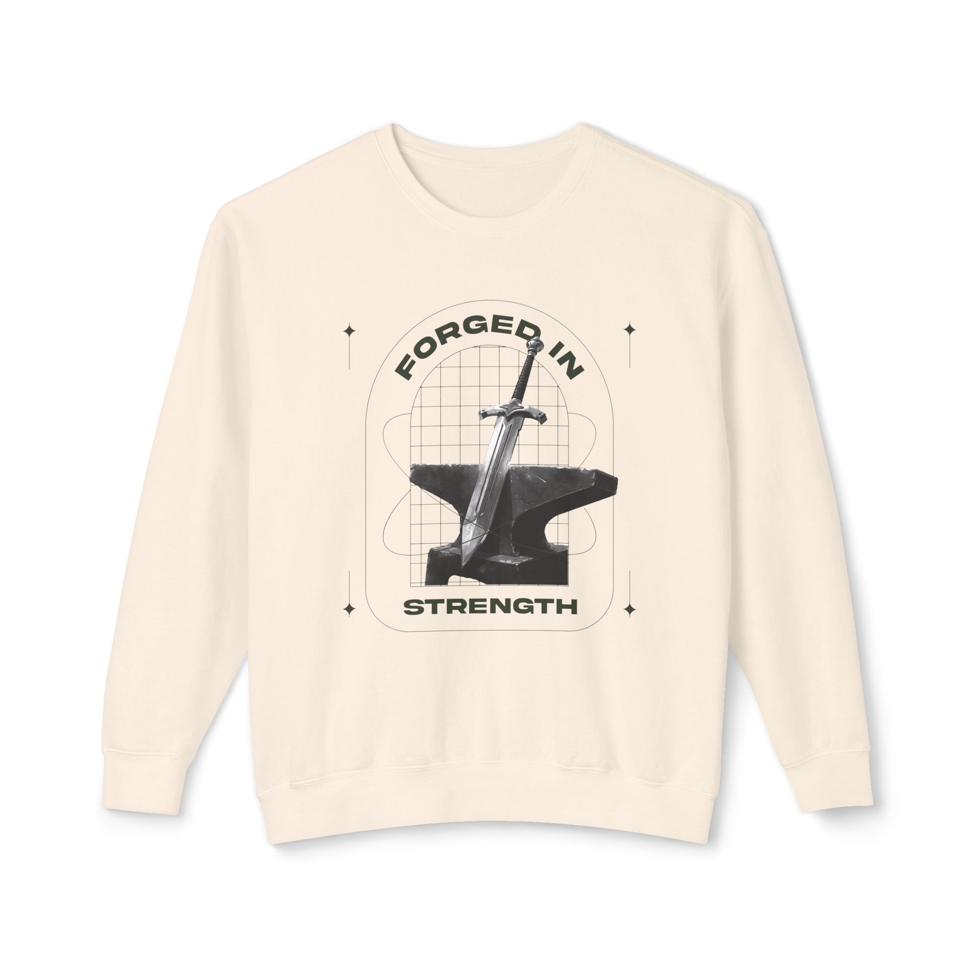"Forged In Strength" Unisex Lightweight Crewneck Sweatshirt - The Shield of Light