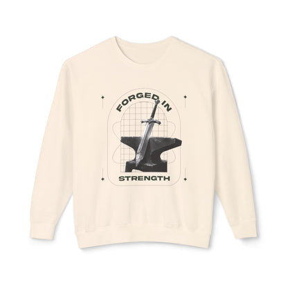 "Forged In Strength" Unisex Lightweight Crewneck Sweatshirt - The Shield of Light