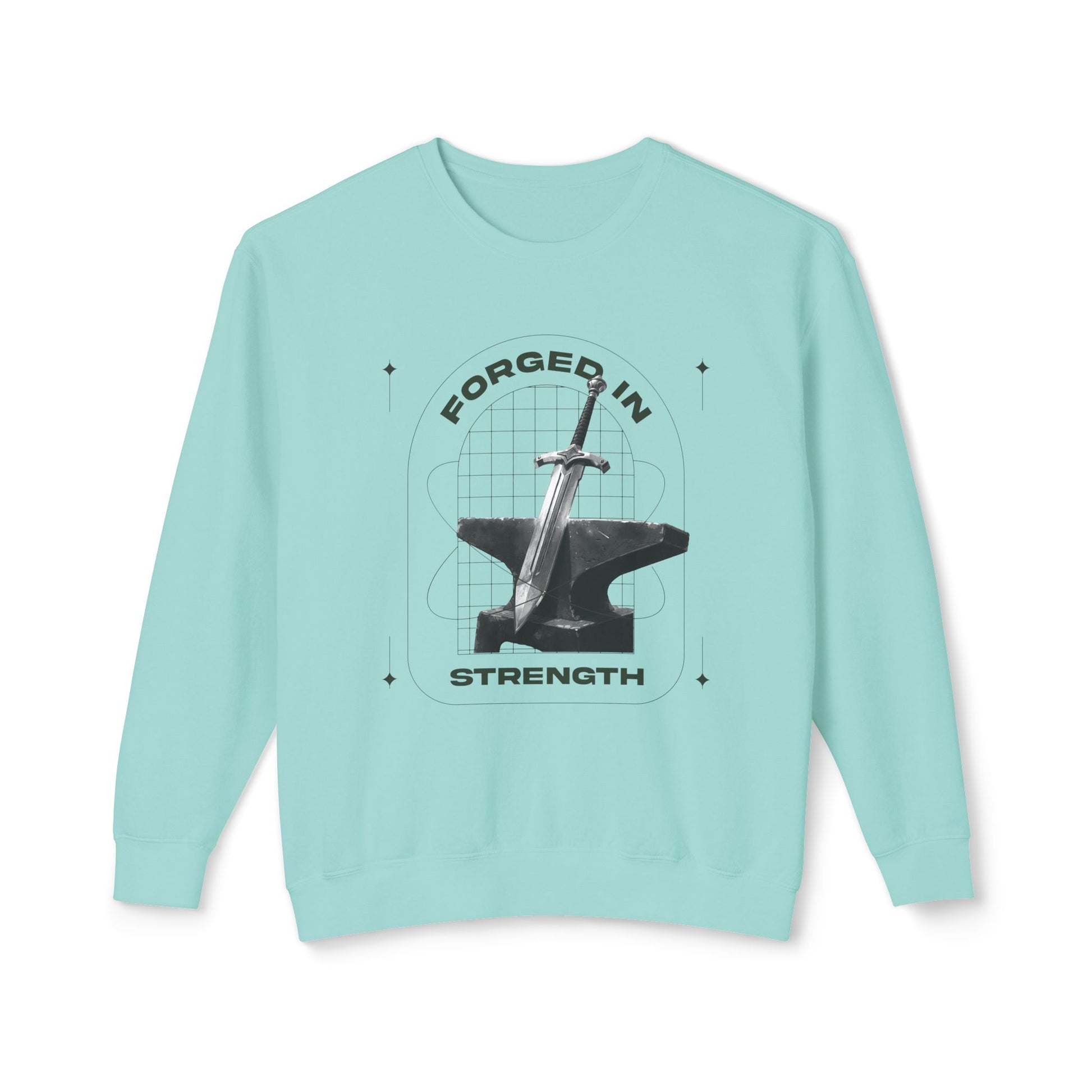 "Forged In Strength" Unisex Lightweight Crewneck Sweatshirt - The Shield of Light