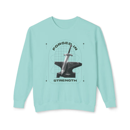 "Forged In Strength" Unisex Lightweight Crewneck Sweatshirt - The Shield of Light