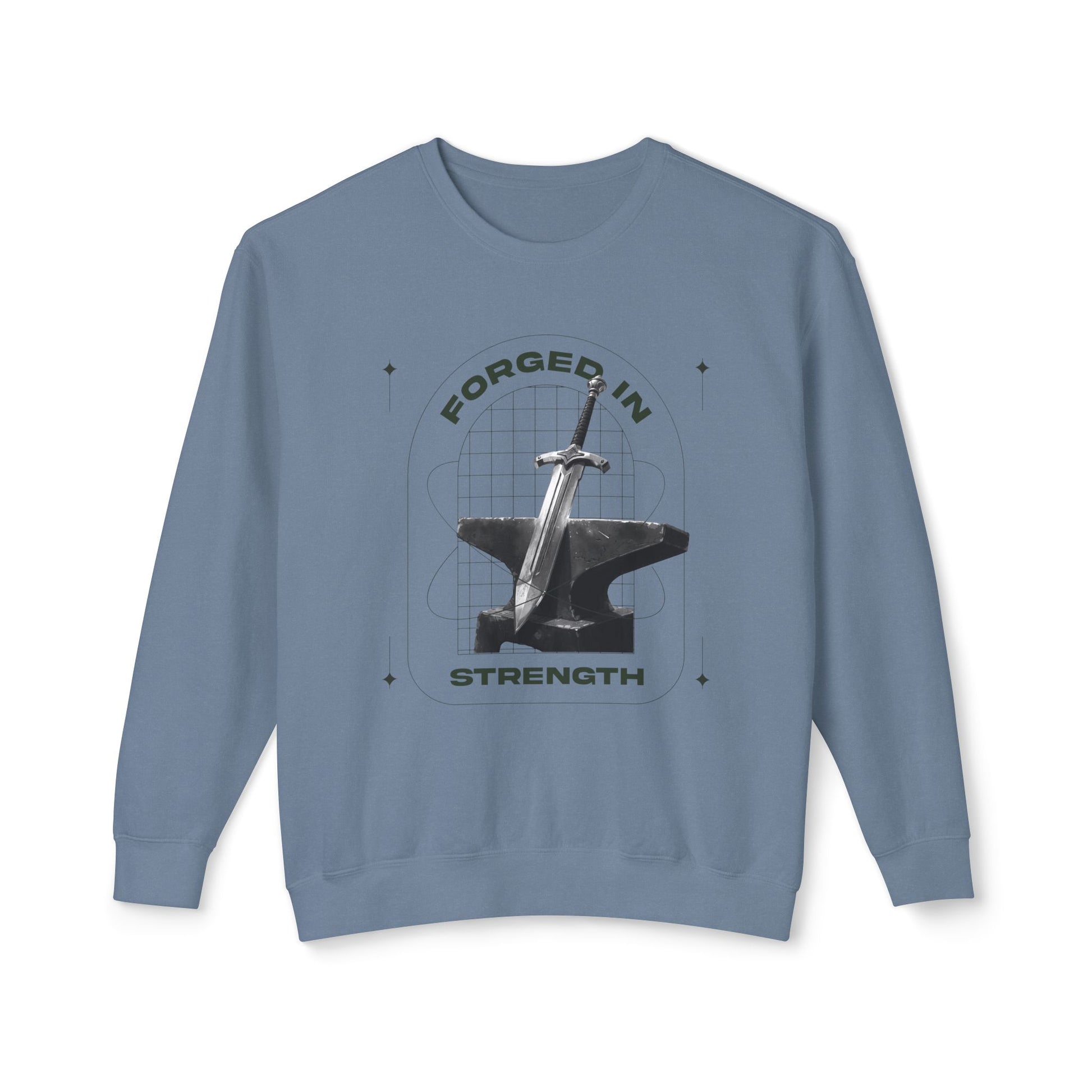 "Forged In Strength" Unisex Lightweight Crewneck Sweatshirt - The Shield of Light