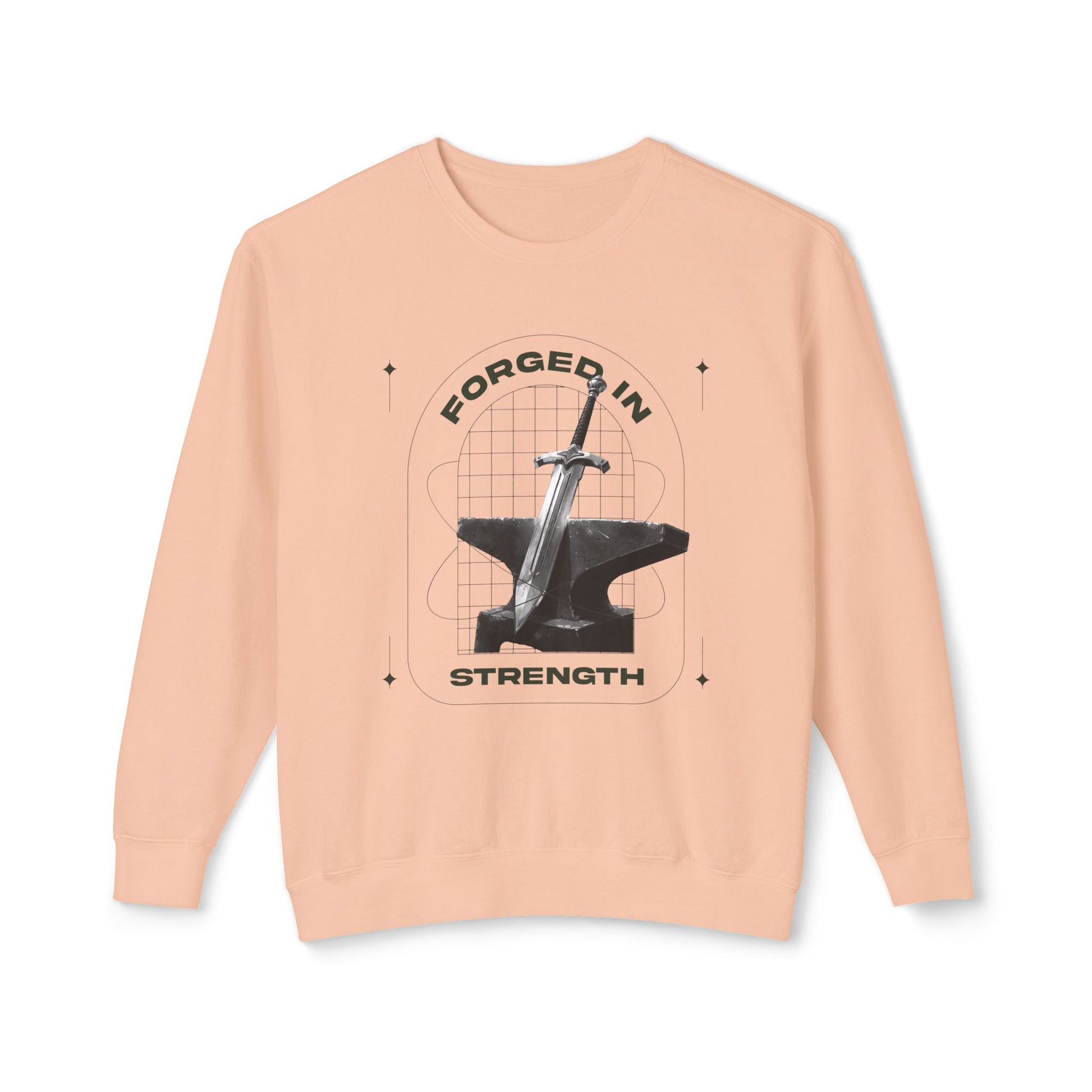 "Forged In Strength" Unisex Lightweight Crewneck Sweatshirt - The Shield of Light