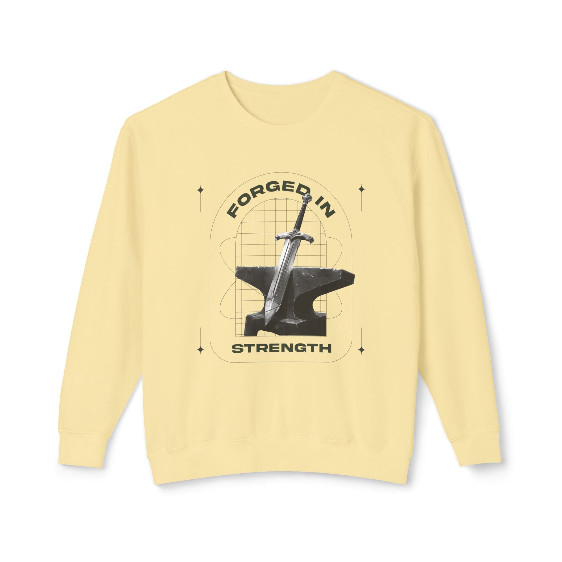 "Forged In Strength" Unisex Lightweight Crewneck Sweatshirt - The Shield of Light