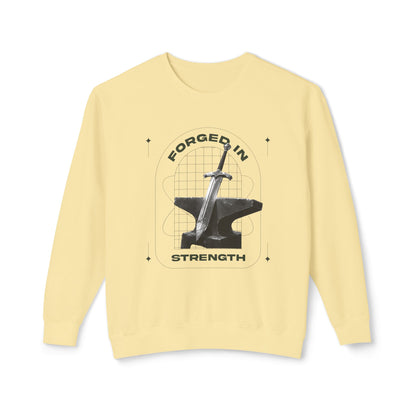 "Forged In Strength" Unisex Lightweight Crewneck Sweatshirt - The Shield of Light