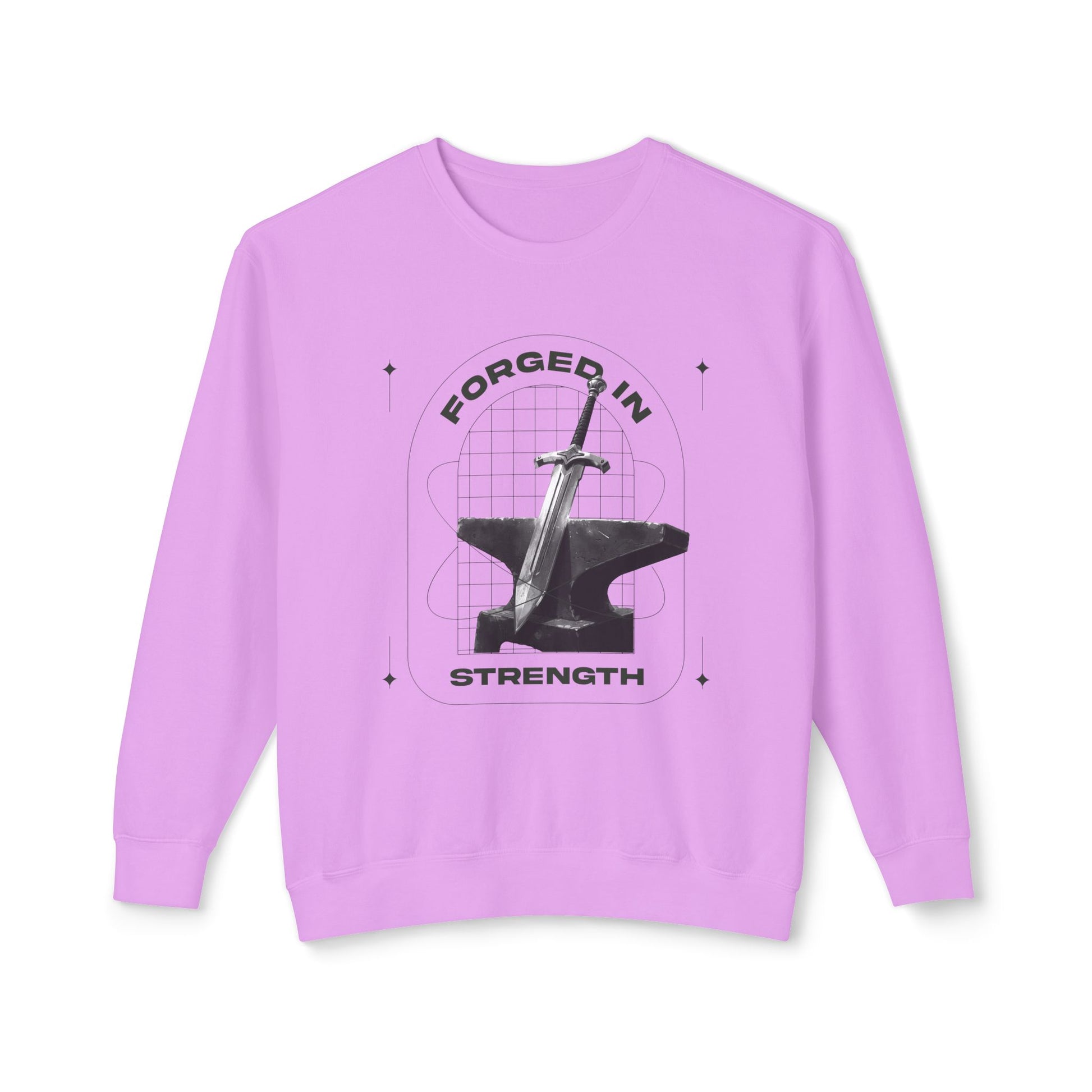 "Forged In Strength" Unisex Lightweight Crewneck Sweatshirt - The Shield of Light
