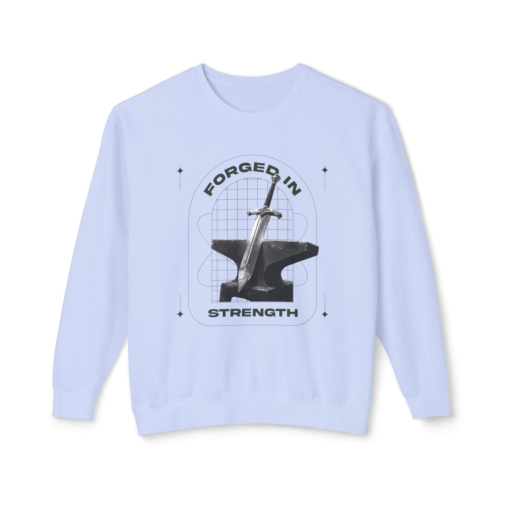 "Forged In Strength" Unisex Lightweight Crewneck Sweatshirt - The Shield of Light