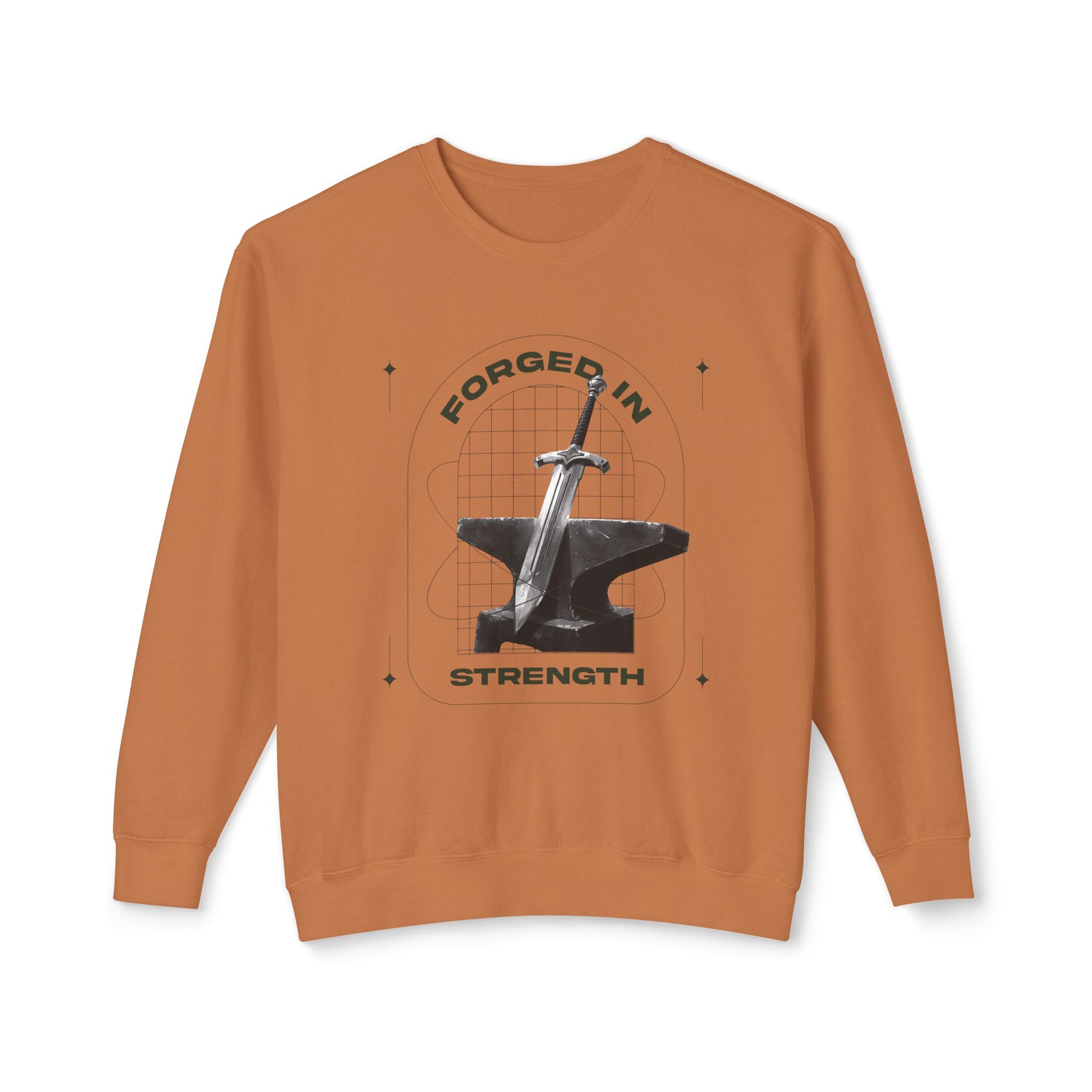 "Forged In Strength" Unisex Lightweight Crewneck Sweatshirt - The Shield of Light